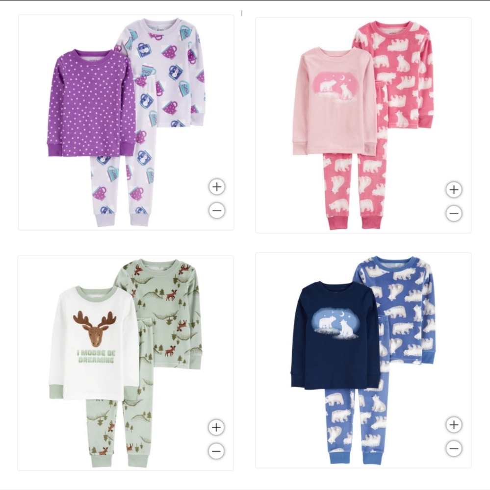 New! Carter's 3 Piece Sleep Set Long Sleeve Pajamas set Size 6 Select Color NWT!